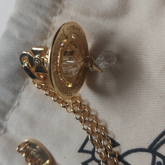 Vivienne Westwood Necklace Crystal Gold With Crystal Drop - Picture 6 of 9